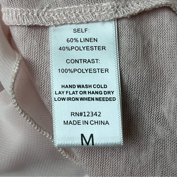 Coin 1804 Pink Sheer Linen Tunic Blouse Lagenlook Coastal Beach Boho Hippie M - Picture 6 of 9